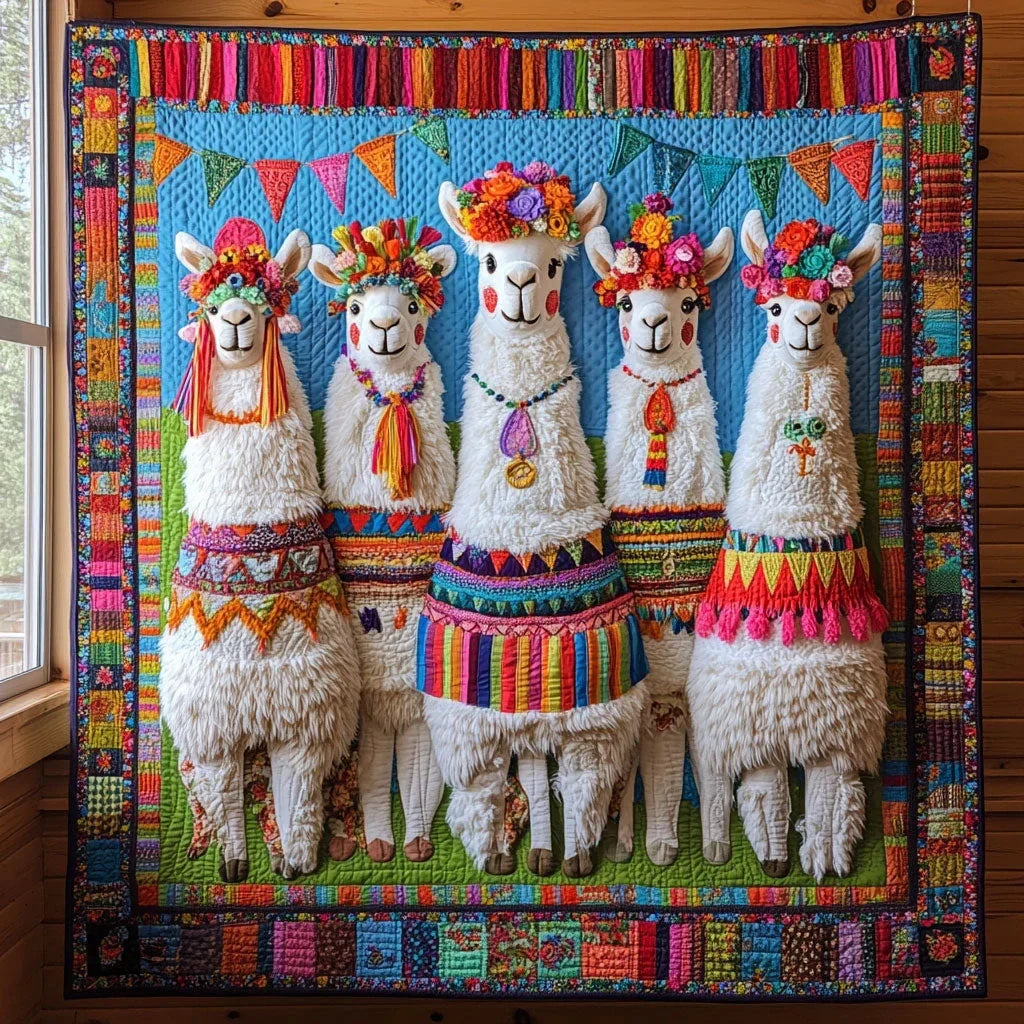 Boho Llama Party Quilt Blanket