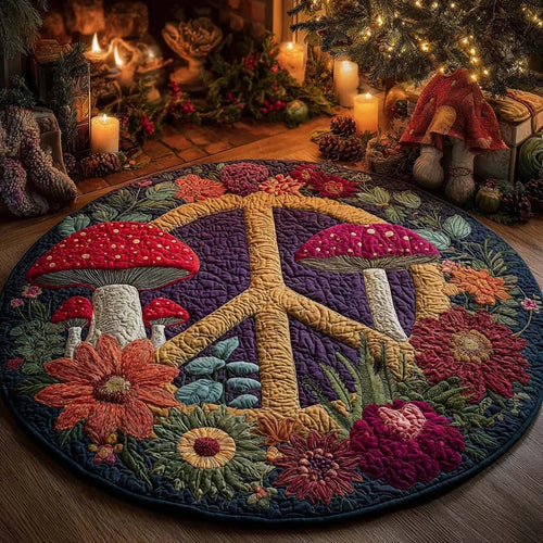 Boho Mushroom Quilted Round Mat