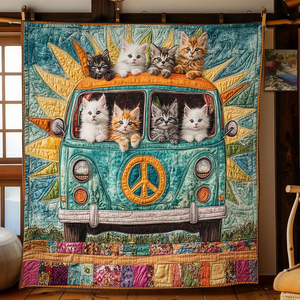 Boho Van Cat Quilt Blanket