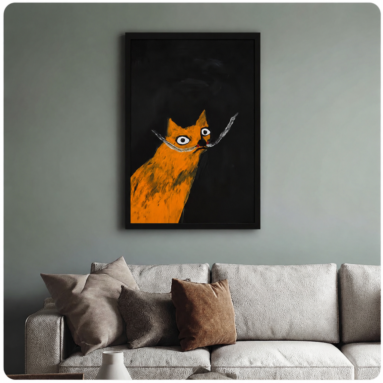 Graffiti Orange Cat Bold Canvas Wall Art