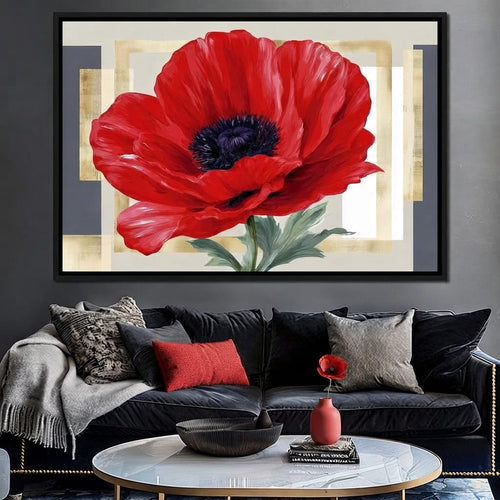 Bold Poppy Bloom Portrait Canvas Wall Art