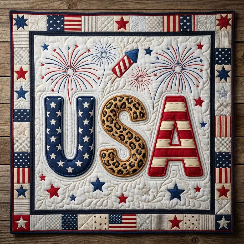 Bold Usa Patchwork Quilt Blanket