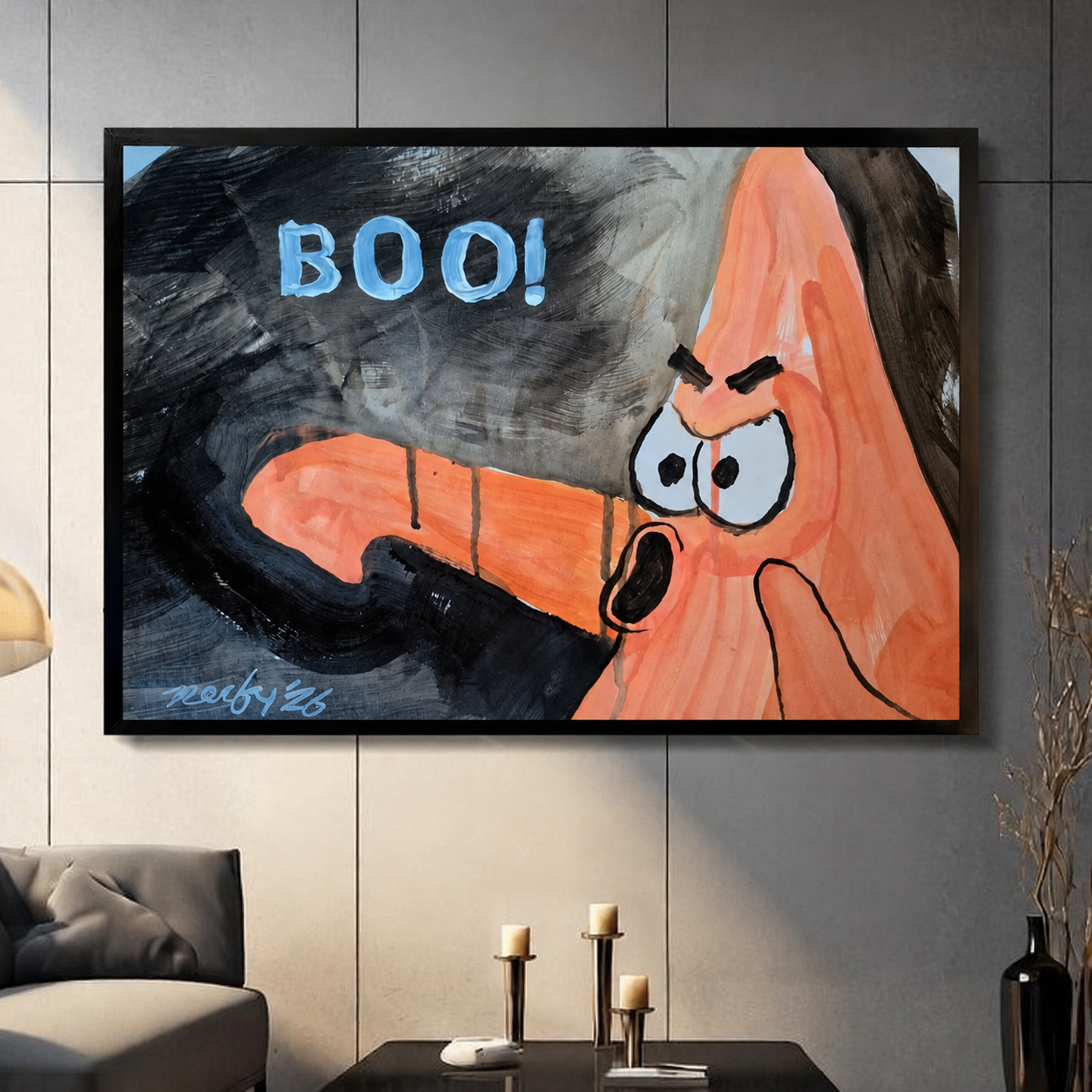 BOO! Pop Art Funny Framed Canvas Wall Art