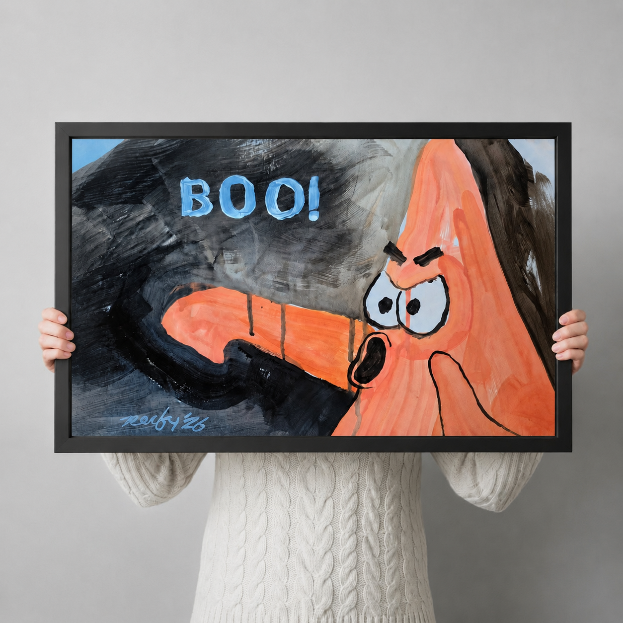 BOO! Pop Art Funny Framed Canvas Wall Art