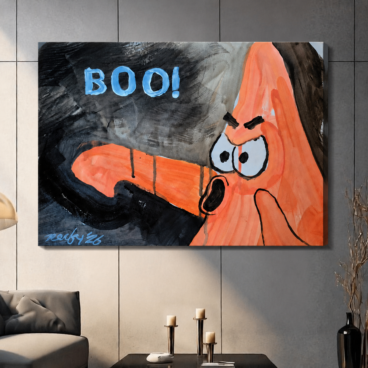 BOO! Pop Art Funny Framed Canvas Wall Art