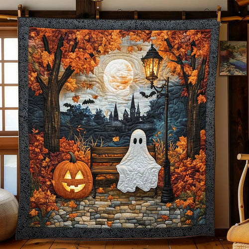 Boo On The Bench Quilt Blanket
