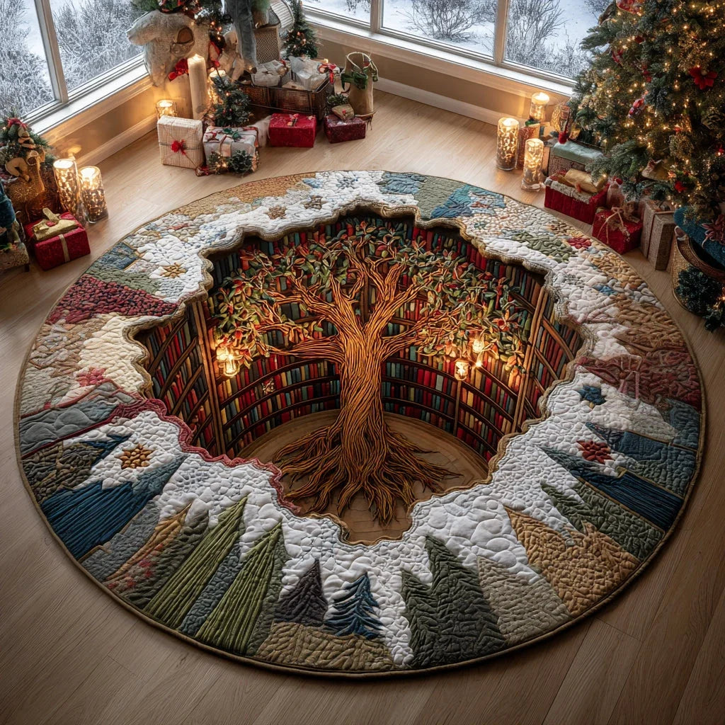 Book Chamber Tree Quilted Round Mat