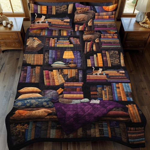 Vintage Bookshelf 3-Piece Quilted Bedding Set - Single (59" x 70")