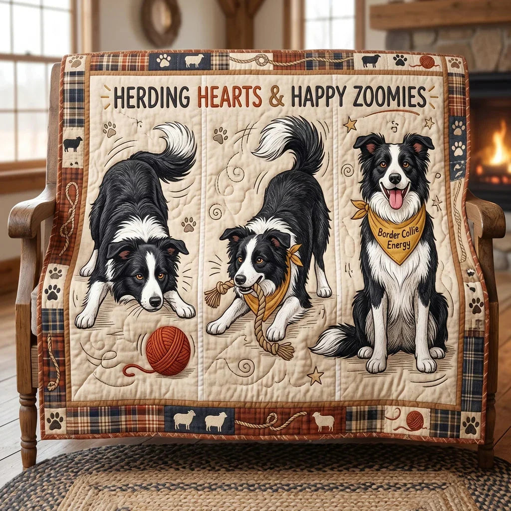 Border Collie Energy Quilt Blanket