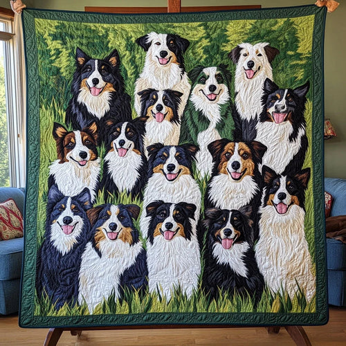 Border Collie Garden Quilt Blanket