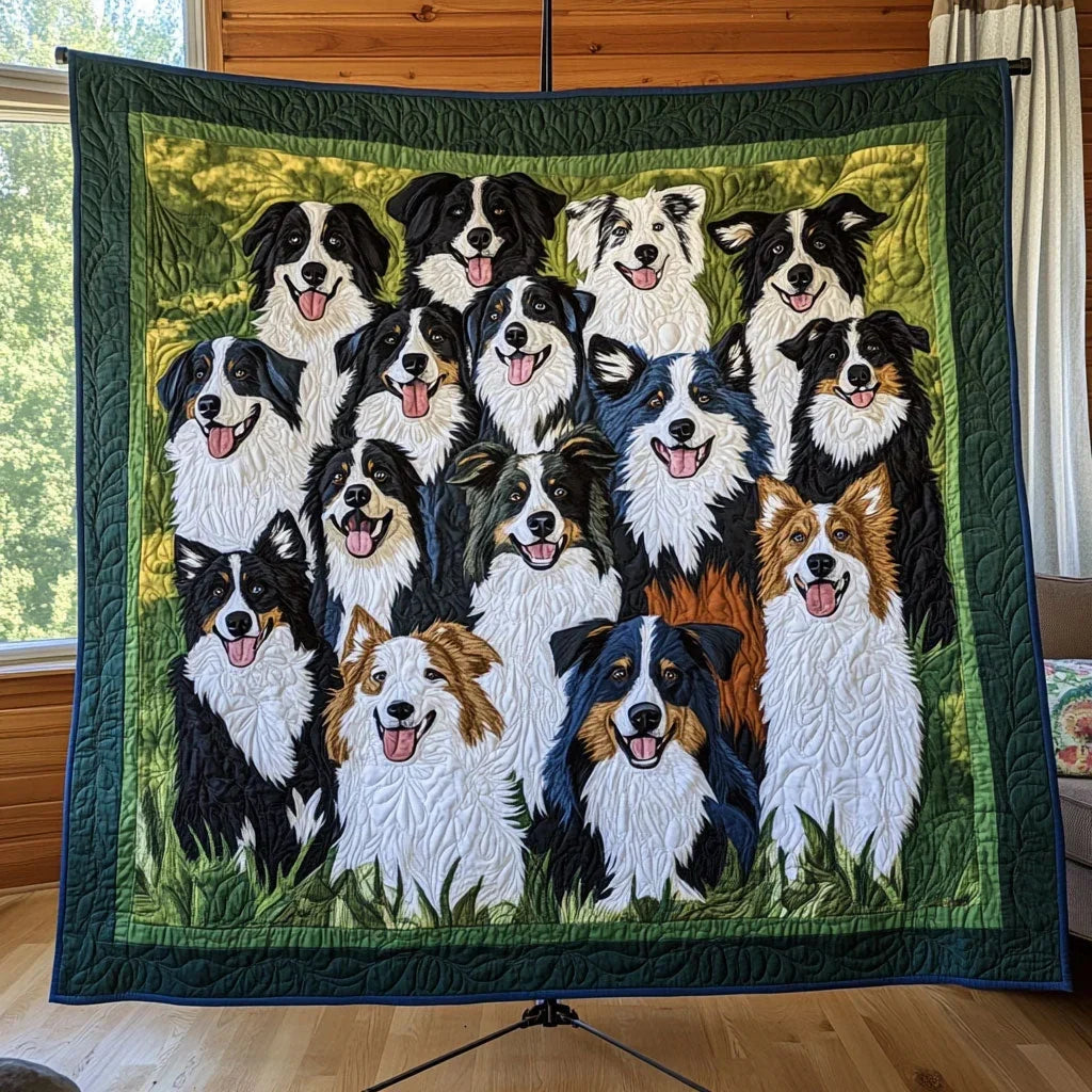 Border Collie Parade Quilt Blanket