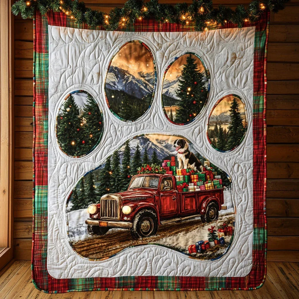 Border Collie Paw Dreams Quilt Blanket
