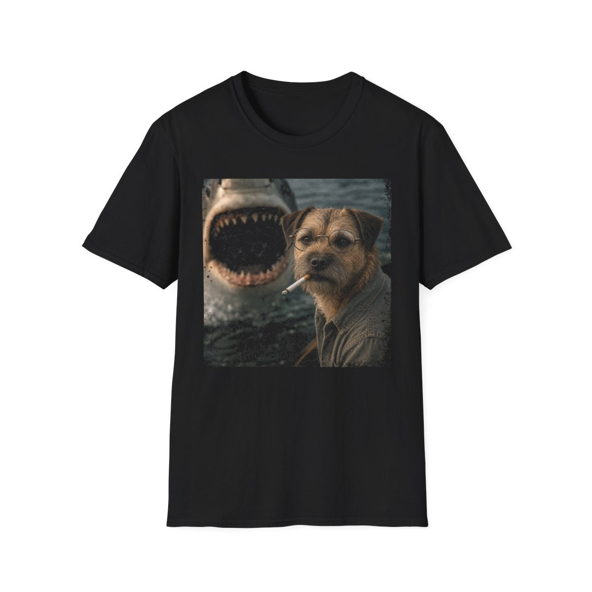 Border Terrier and Shark Tee