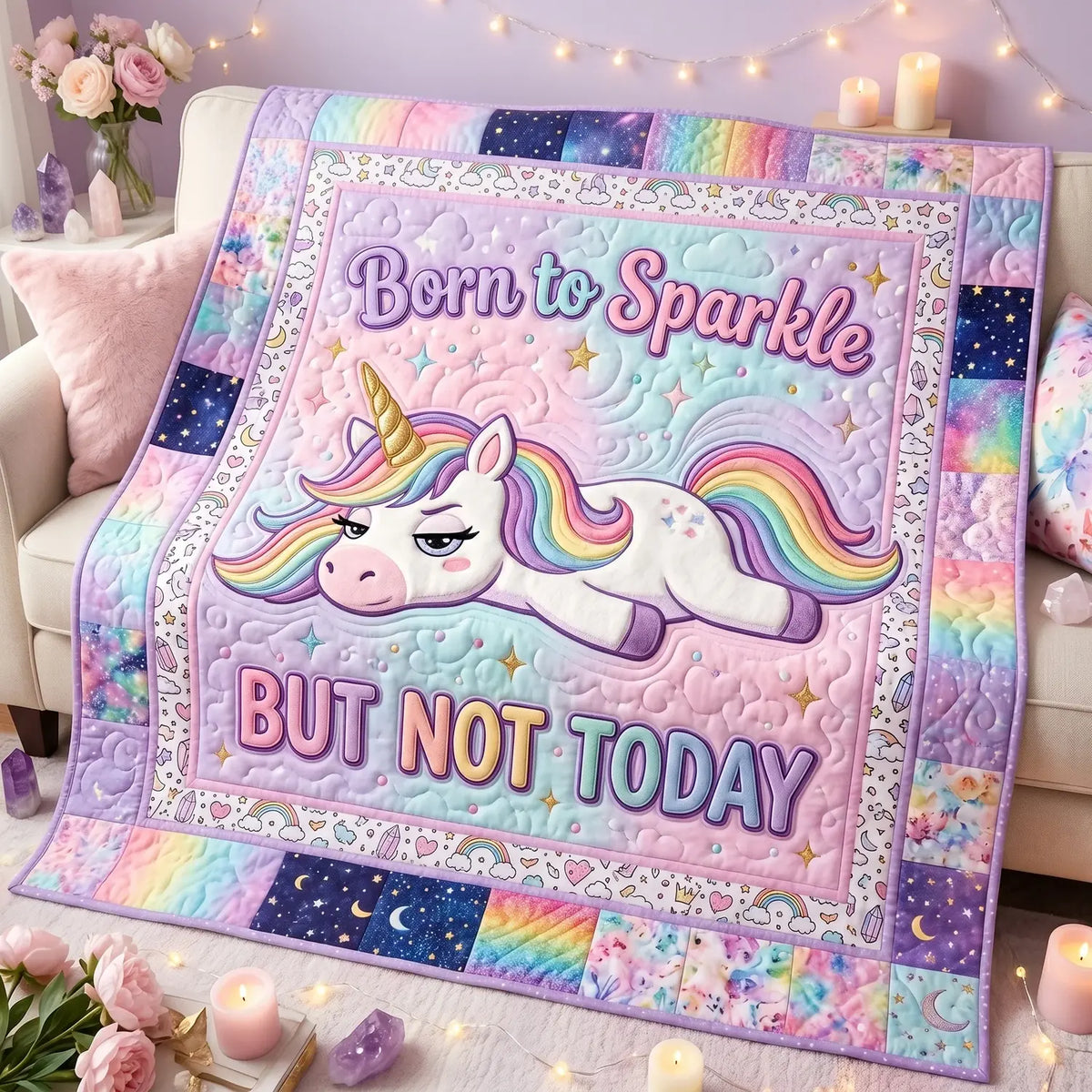 Born To Sparkle But Not Today Quilt Blanket