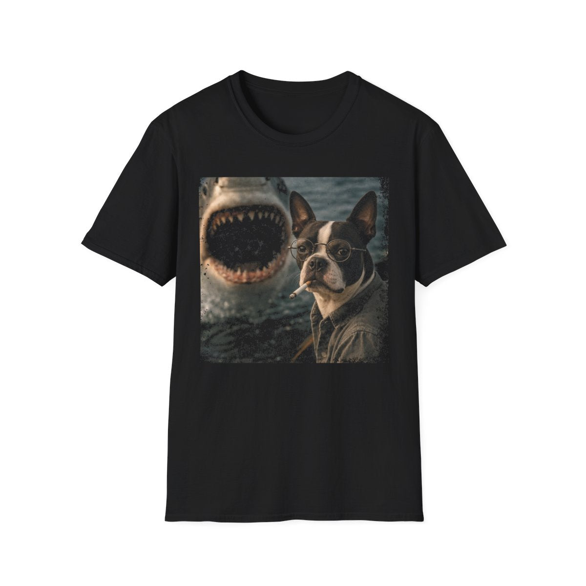 Boston Terrier and Shark Tee