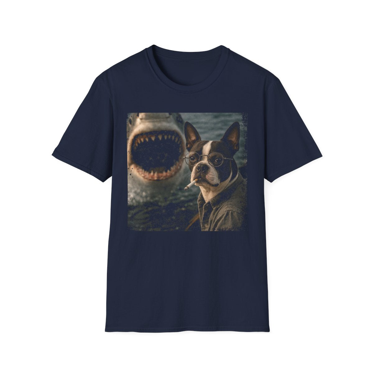 Boston Terrier and Shark Tee