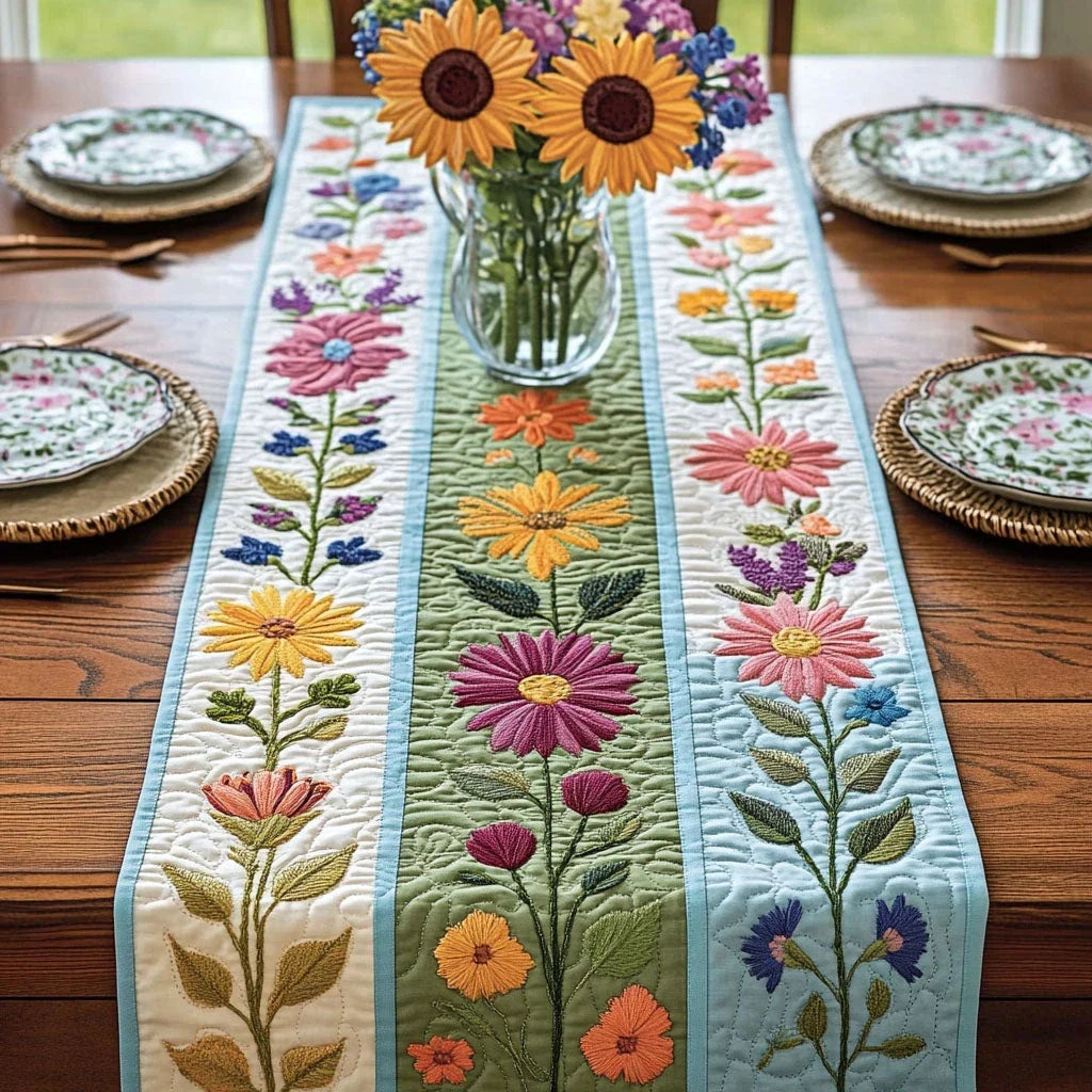 Botanical Blocks Quilted Table Runner