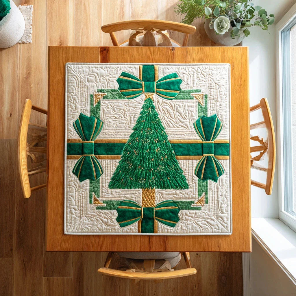 Bow Tree Quilted Table Topper