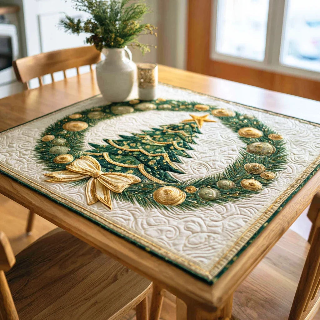 Bowed Fir Quilted Table Topper