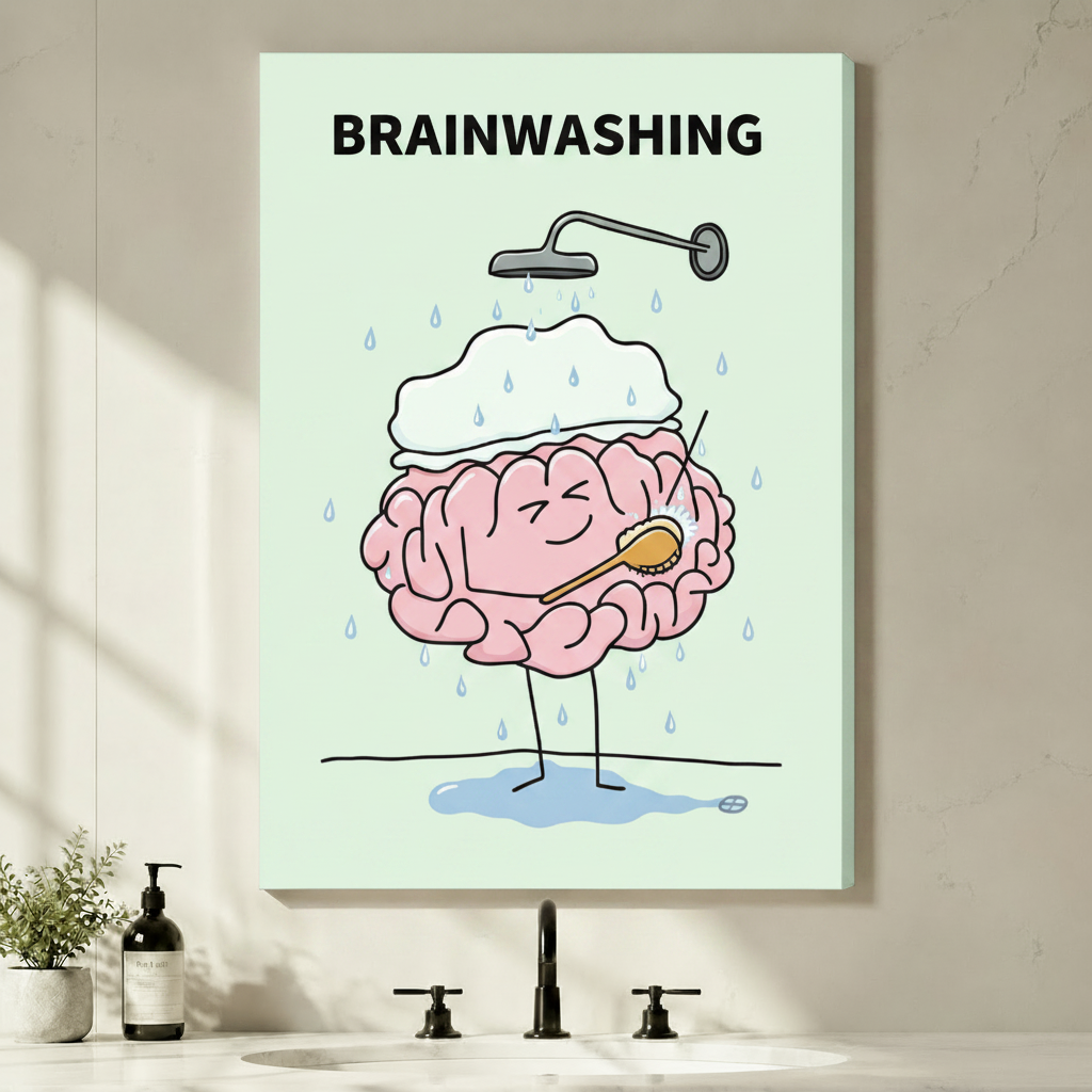 Brainwashing Funny Pun Canvas Wall Art