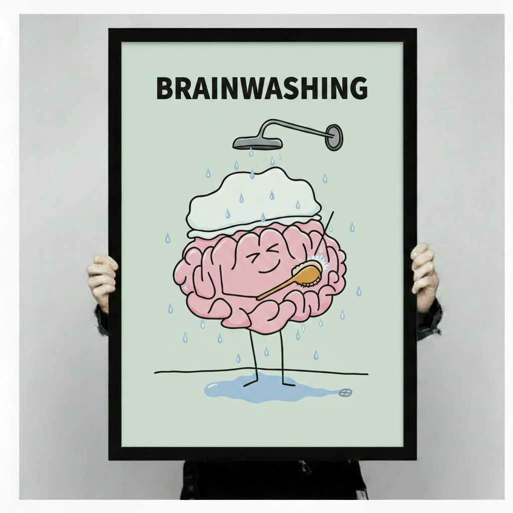 Brainwashing Funny Pun Canvas Wall Art