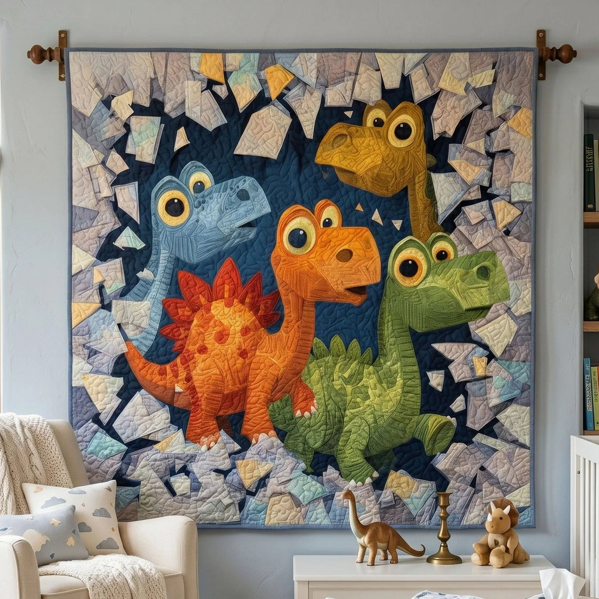 Brave Brontos Quilt Blanket - Quilted Blanket by Wild and Way