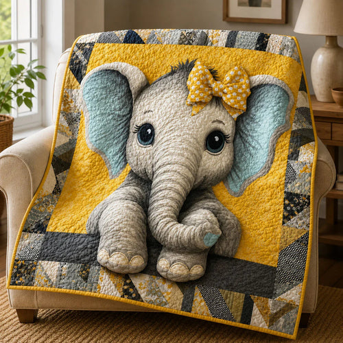 Brave Elephant Quilt Blanket - Quilted Blanket by Wild and Way