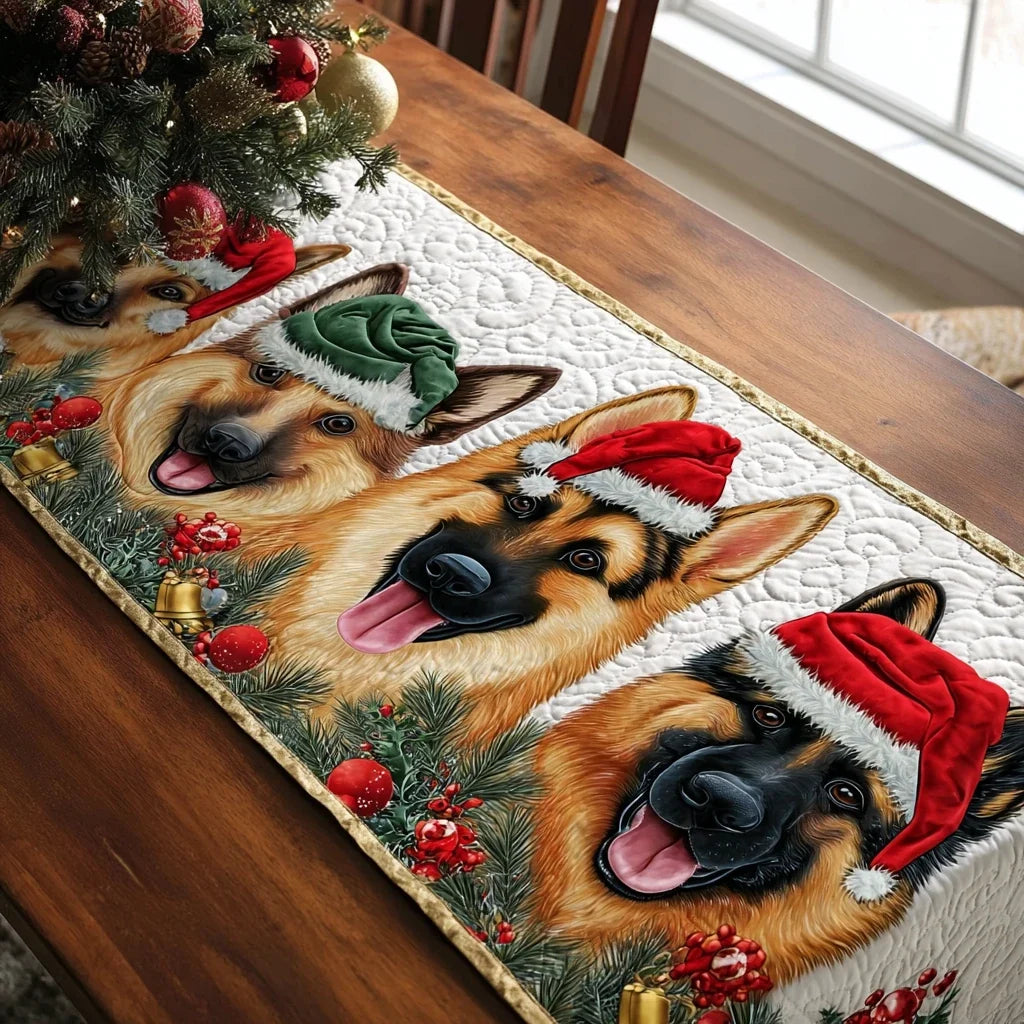 Brave German Shepherd Quilted Table Runner