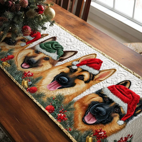 Brave German Shepherd Quilted Table Runner