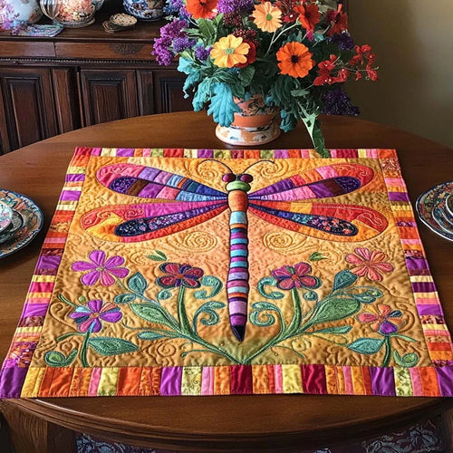 Breezy Dragonfly Dance Quilted Table Topper
