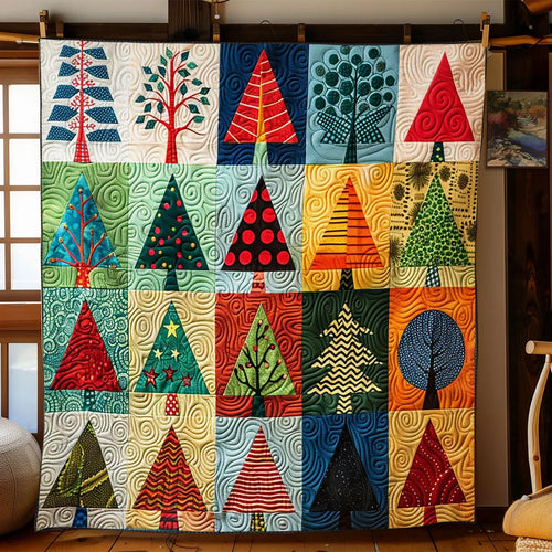 Bright Christmas Tree Quilt Blanket
