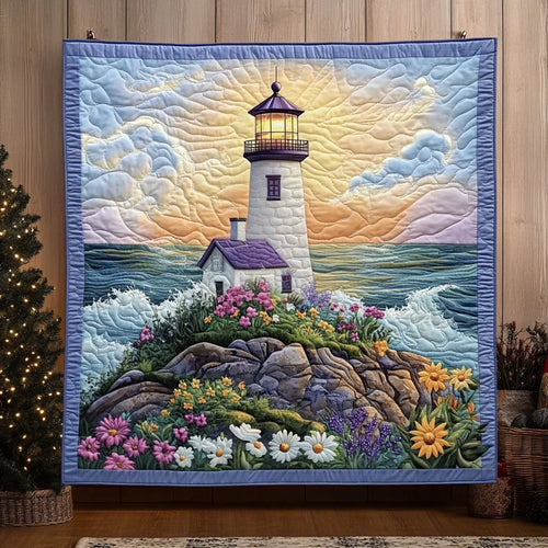 Bright Morning Lighthouse Quilt Blanket