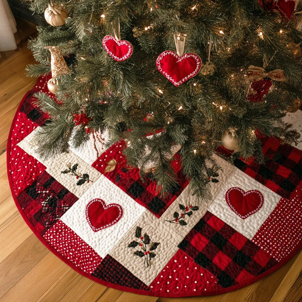Bright Trio Christmas Quilted Tree Skirt