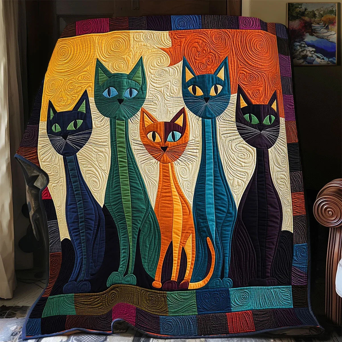 Bright Whiskers Quilt Blanket