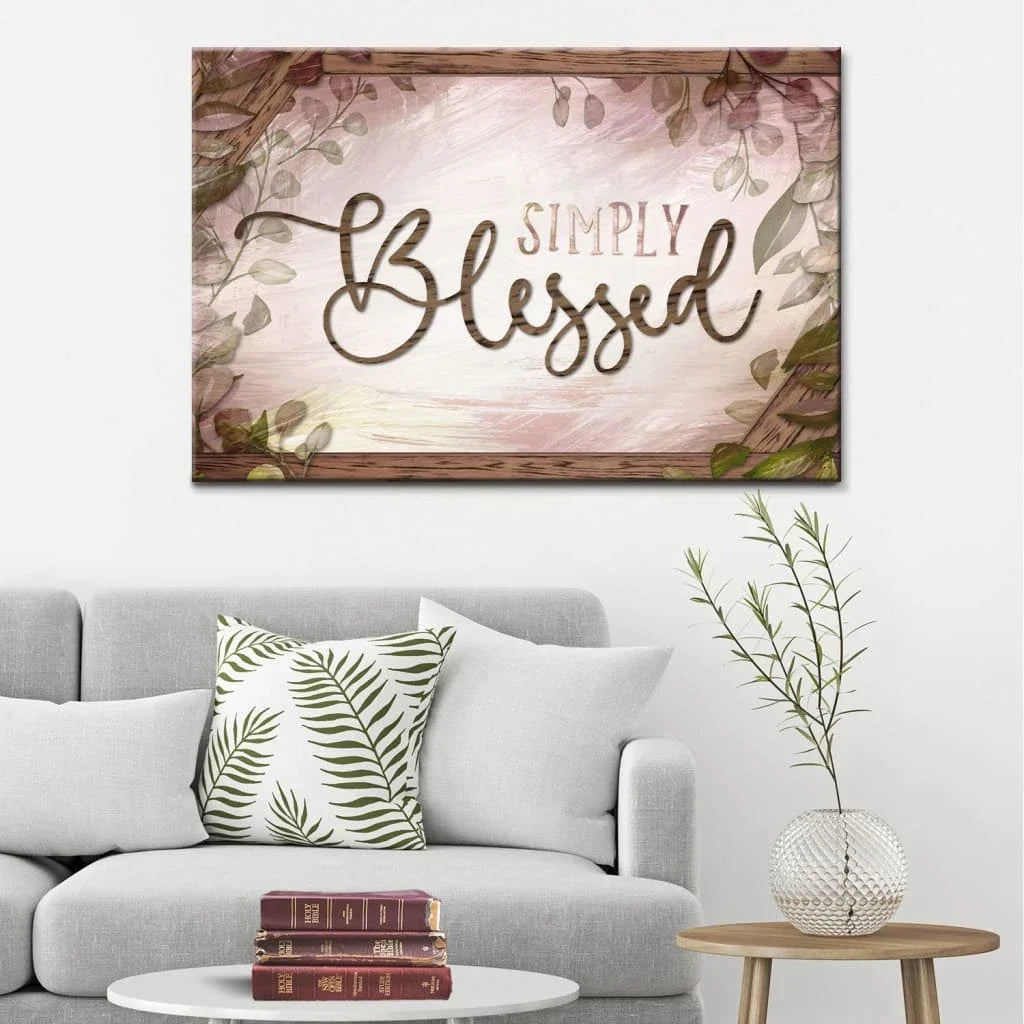 rustic simply blessed canvas wall art christian wall decor (Landscape)