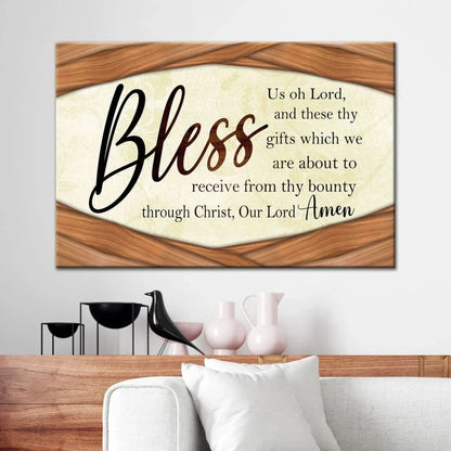 bless us oh lord wall art grace prayer praying before meals canvas wall art (Landscape) (view 3)