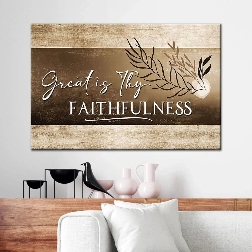 christian art great is thy faithfulness wall art canvas print christian wall decor (Landscape) (view 2)