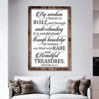 by wisdom a house is built wall art proverbs 24 3 4 bible verse wall art (Landscape)