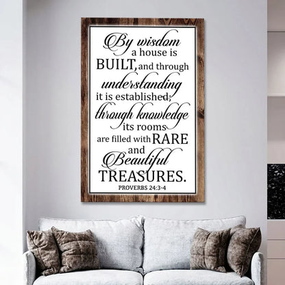 by wisdom a house is built wall art proverbs 24 3 4 bible verse wall art (Landscape)