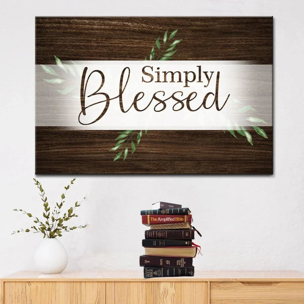 simply blessed wall art canvas christian wall decor christian gifts (Landscape)