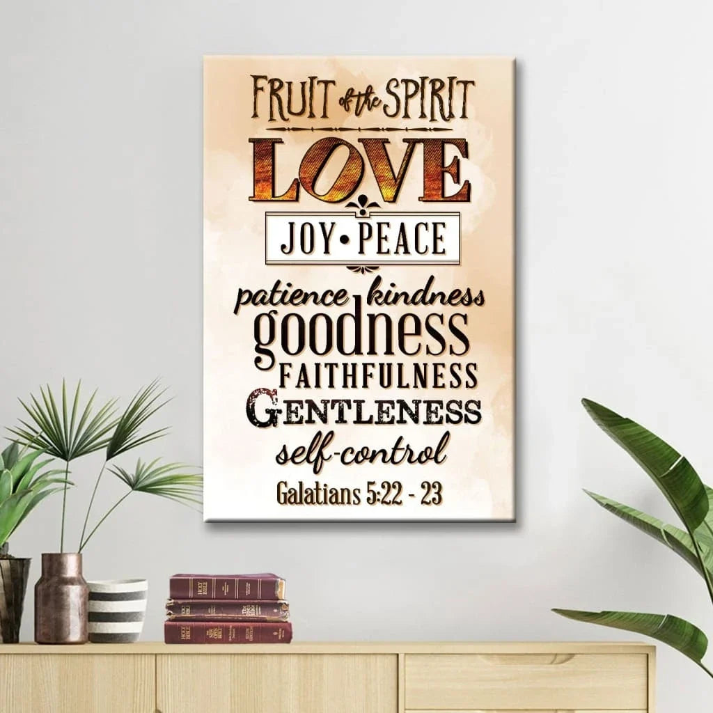 fruit of the spirit bible verse christian wall art canvas (Landscape) (view 2)