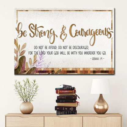 joshua 1 9 bible verse wall art be strong and courageous canvas (Landscape)
