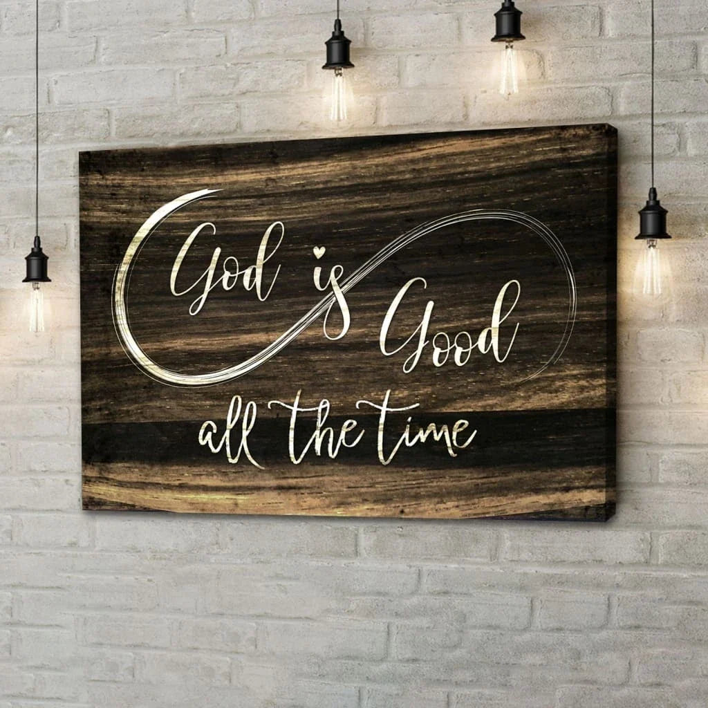 god is good all the time rustic christian wall art canvas (Landscape)