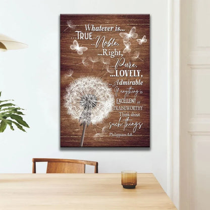christian wall art whatever is true whatever is noble canvas dandelion (view 2)