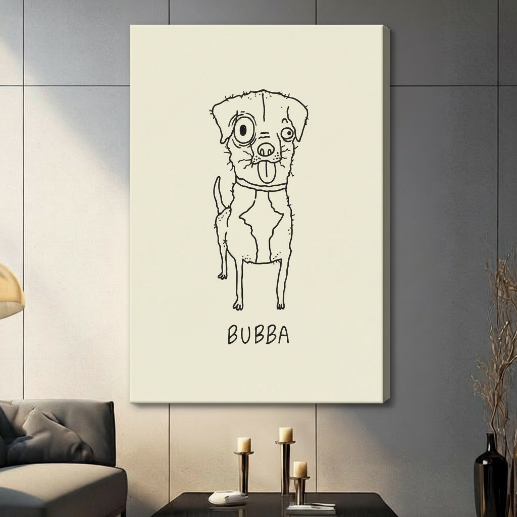 Bubba Dog Line Art Canvas Wall Art