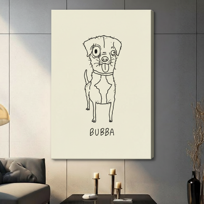 Bubba Dog Line Art Canvas Wall Art