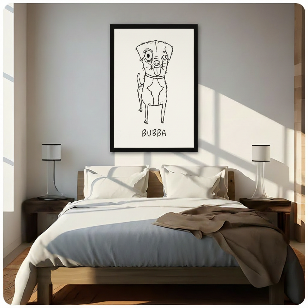 Bubba Dog Line Art Canvas Wall Art