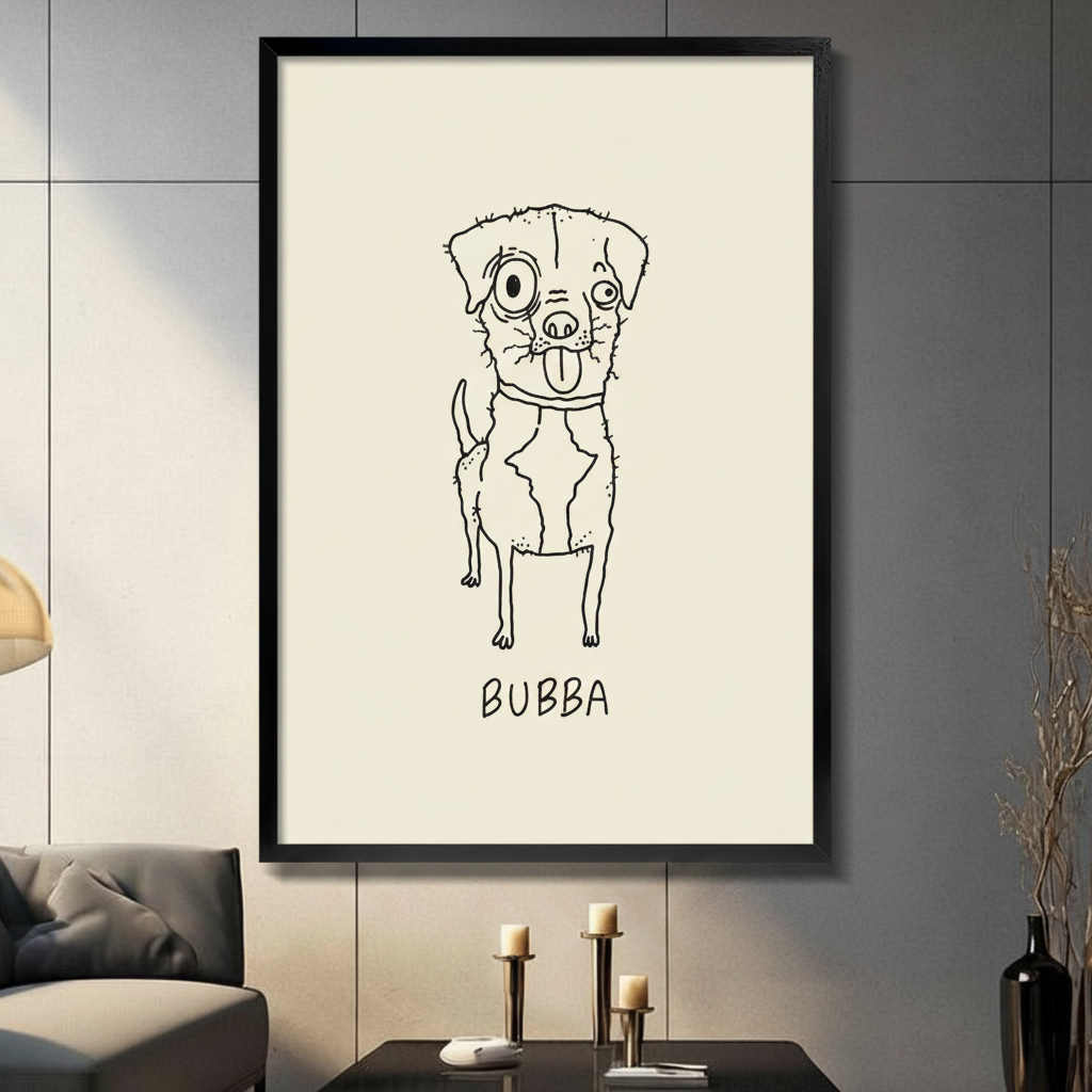 Bubba Dog Line Art Canvas Wall Art