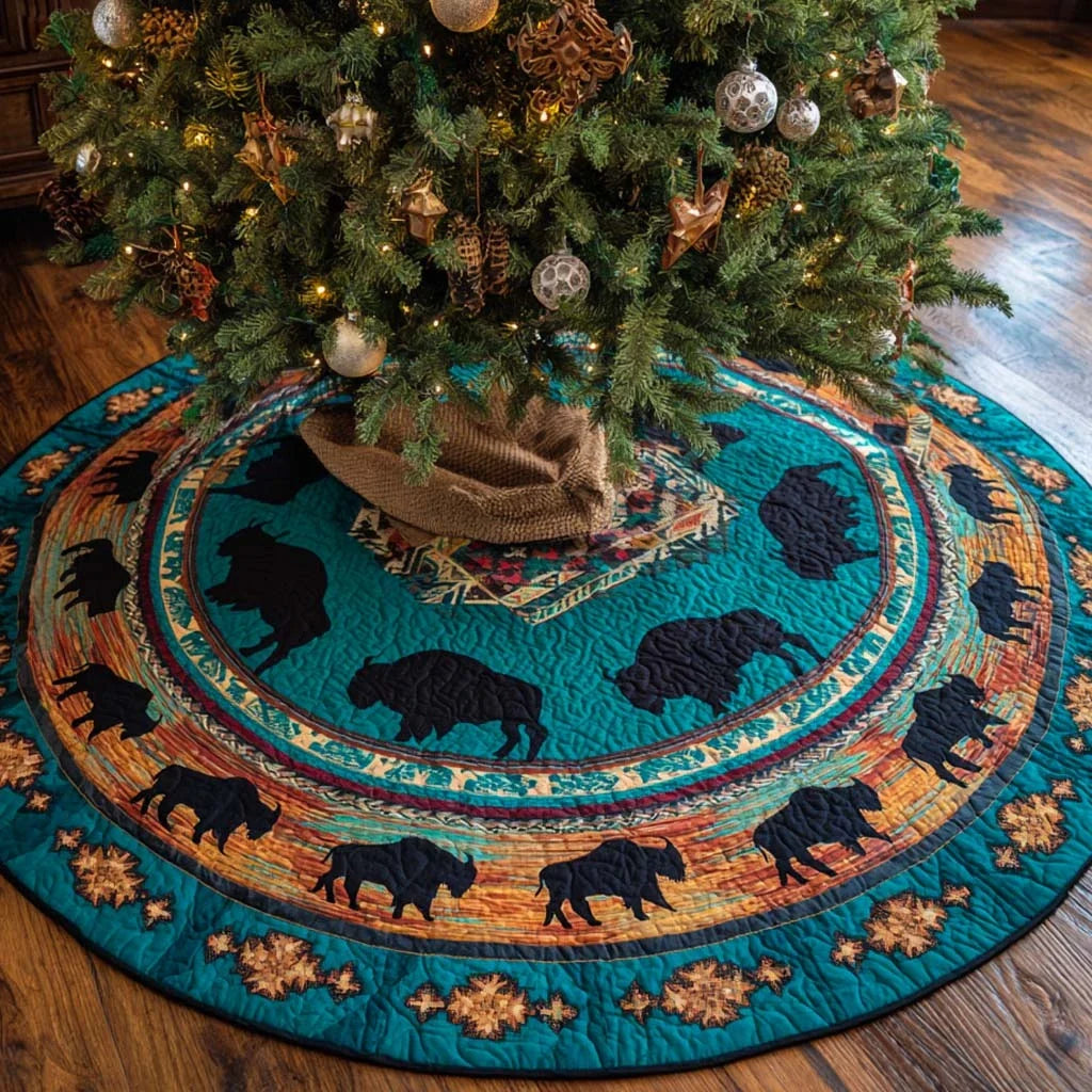 Buffalo Prairie Circle Quilted Tree Skirt