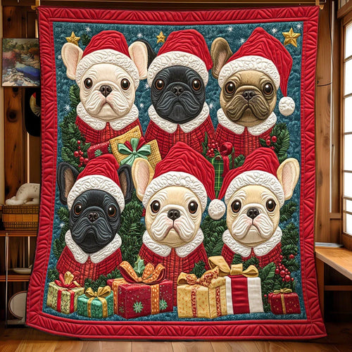 Bulldog Christmas Magic Quilt Blanket